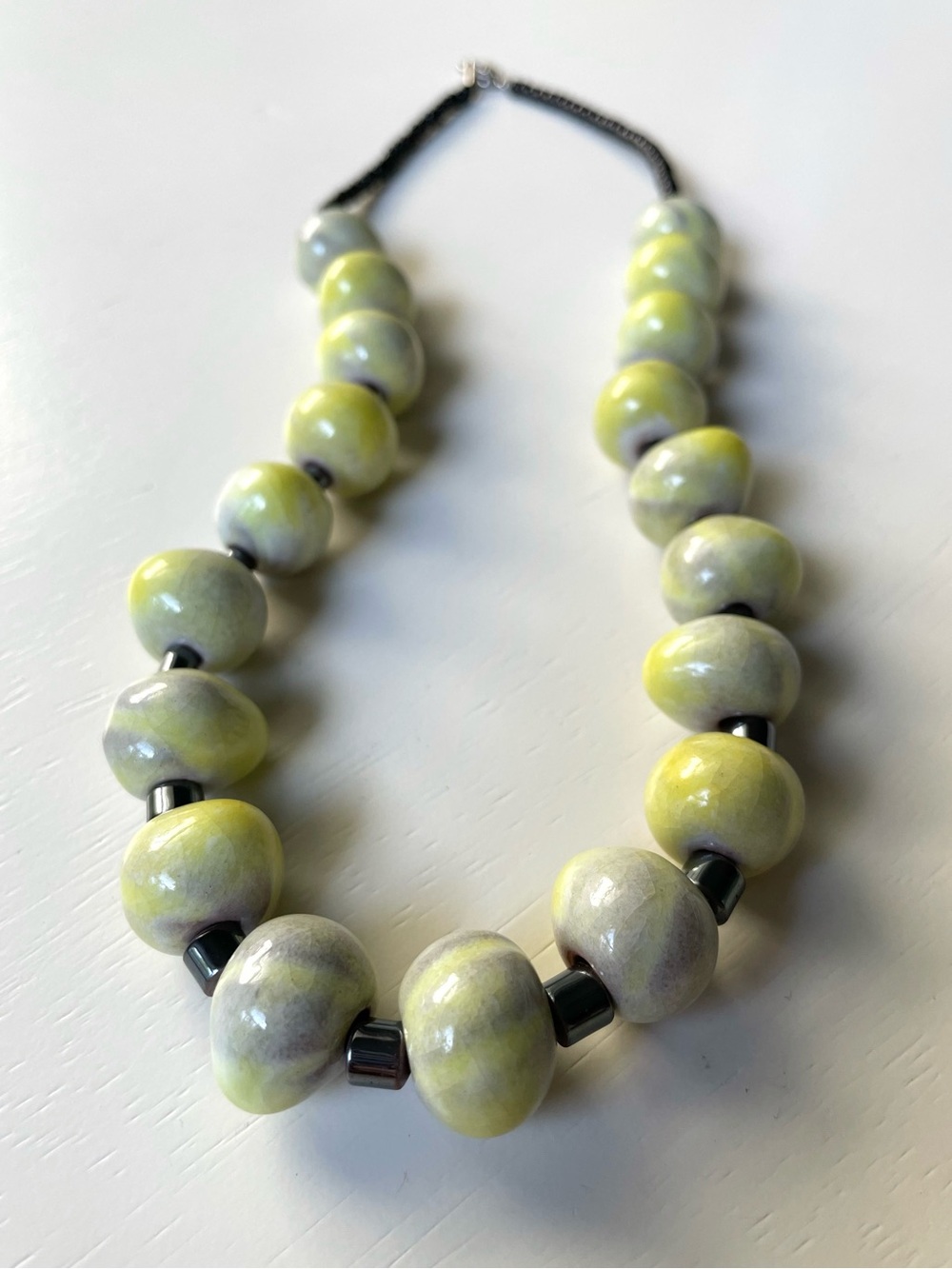 Unique mixed beaded chunky choker necklace ceramic boho